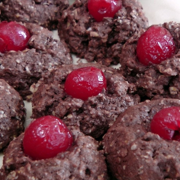 Chocolate Cherry Thumb Print Cookies 