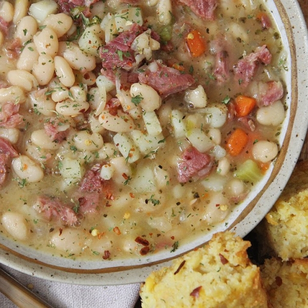 Ham and Bean Soup with Cornbread