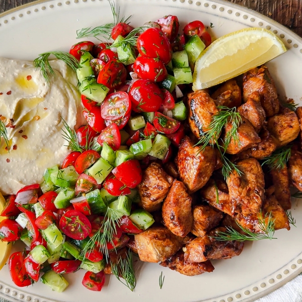 Lemon Garlic Chicken and Hummus