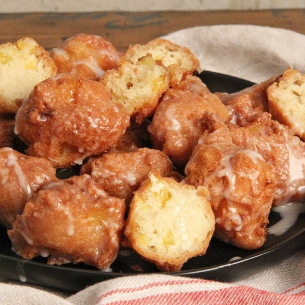 Peach Fritters with Whisky Glaze