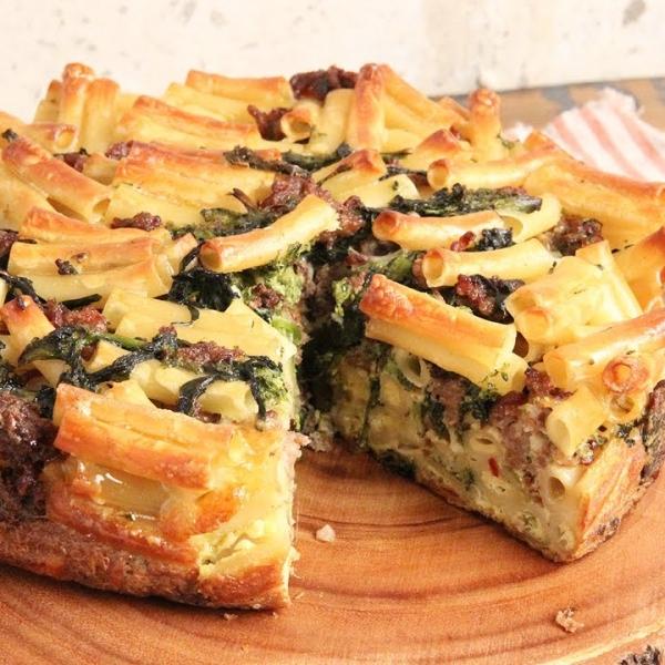 Sausage and Broccoli Rabe Pasta Pie